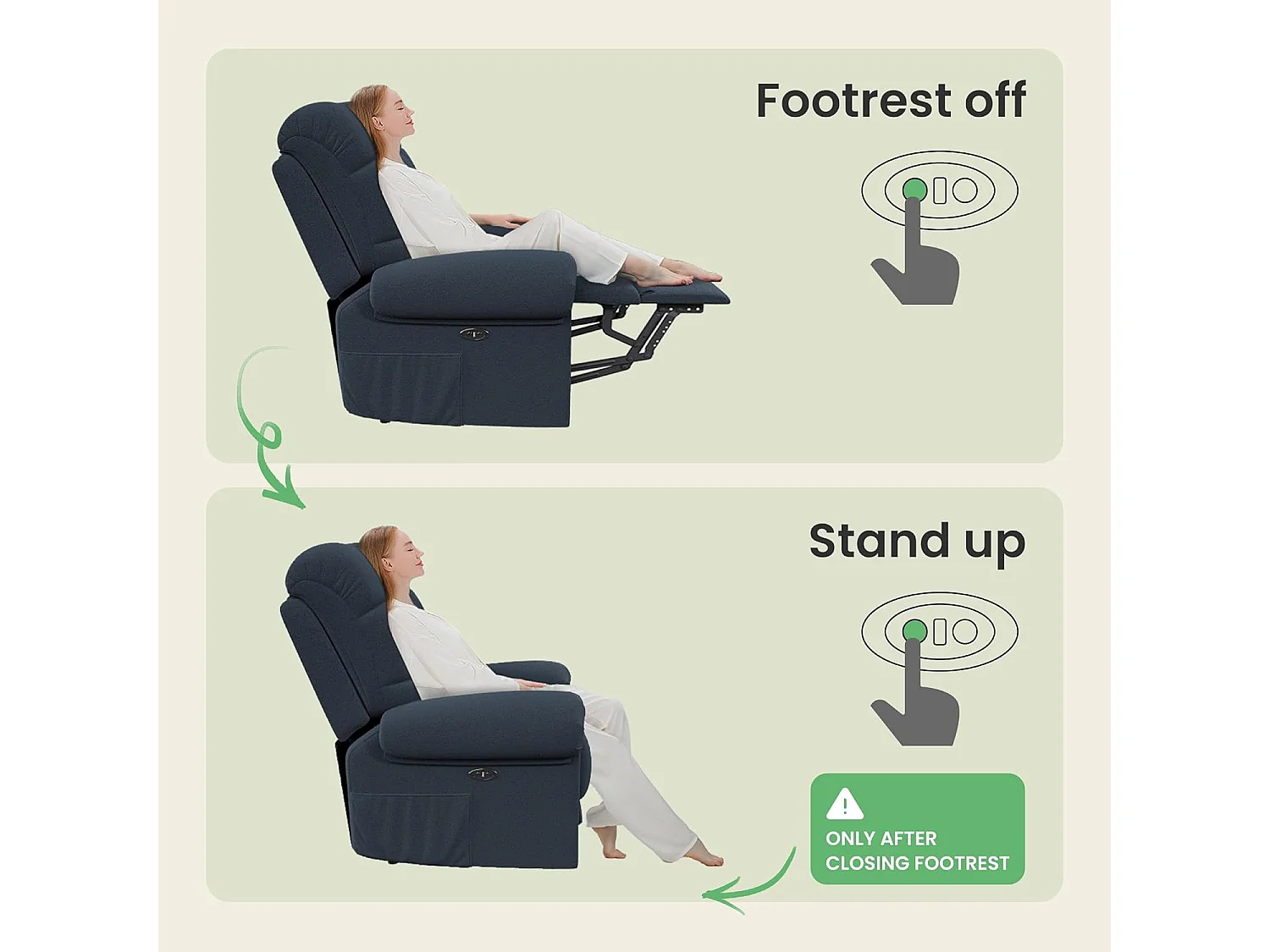 Fauteuil Relax électrique avec Repose-Pieds,Chaise salon en Velours Teddy,Fauteuil à loisirs Réglable,USB,Anti-statique,Confort,96x97x104cm Bleu Gris
