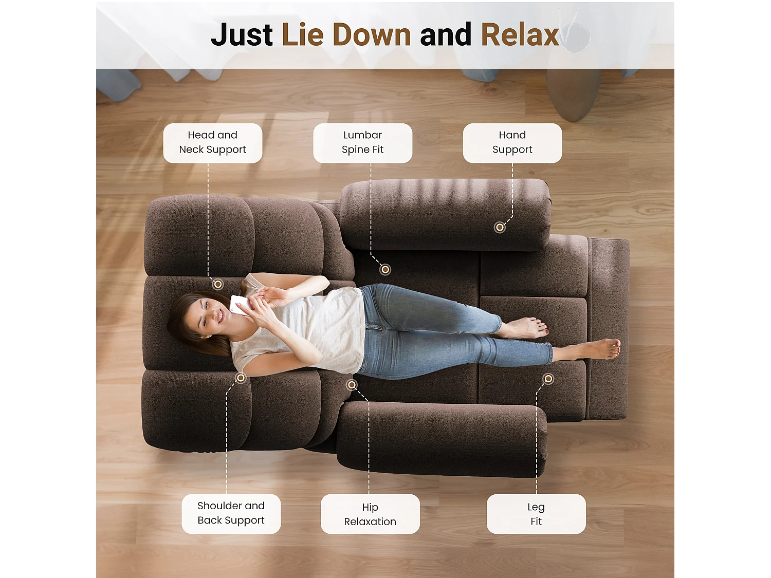 Fauteuil Relax Fauteuil électrique en Velours Teddy,Fauteuil à loisirs Réglable avec USB,Anti-statique avec Repose Pieds - 96x97x104cm Marron