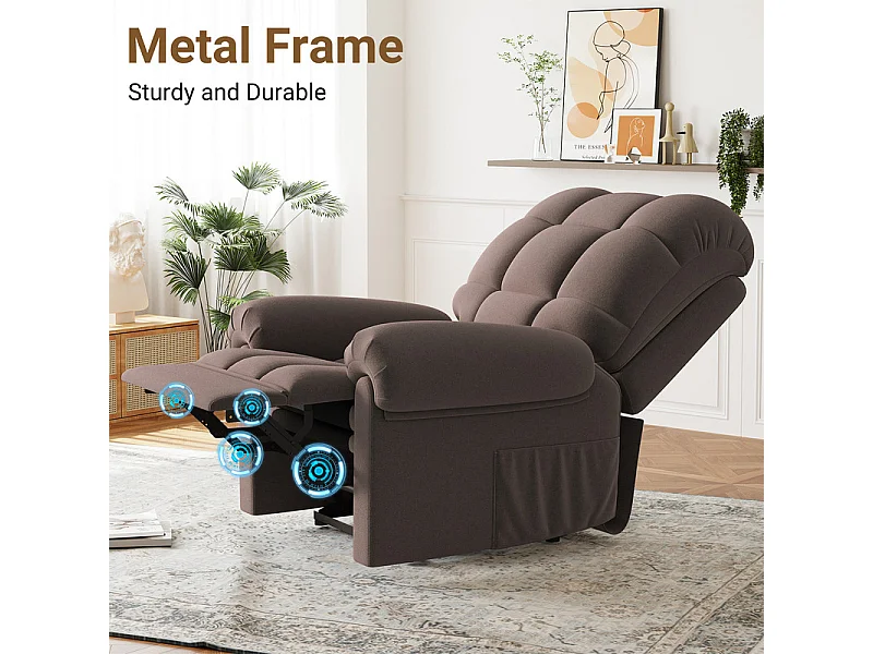 Fauteuil Relax Fauteuil électrique en Velours Teddy,Fauteuil à loisirs Réglable avec USB,Anti-statique avec Repose Pieds - 96x97x104cm Marron