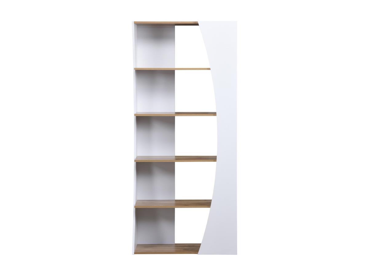 Bücherregal mit 5 Regalen - Weiß und Natur - JILORA günstig online kaufen