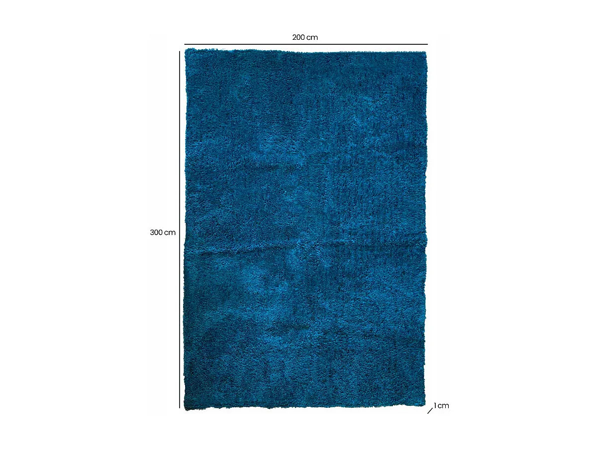 Tapis 200 x 300 cm shaggy à poils courts doux bleu canard – COSMOS