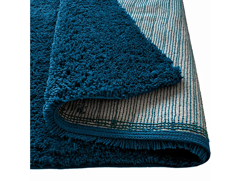 Tapis 200 x 300 cm shaggy à poils courts doux bleu canard – COSMOS