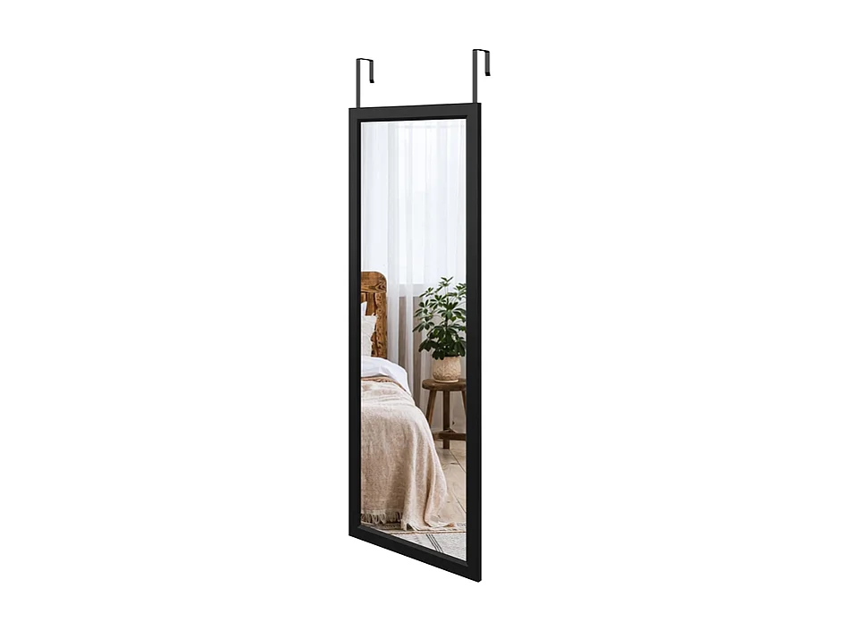 Spiegel hängende Wandtür 110x33 cm, vollständige Spiegellänge in geschmiedetem Glas mit 2 Haken der Tür für Tür, verstellbare Höhe - Schwarz