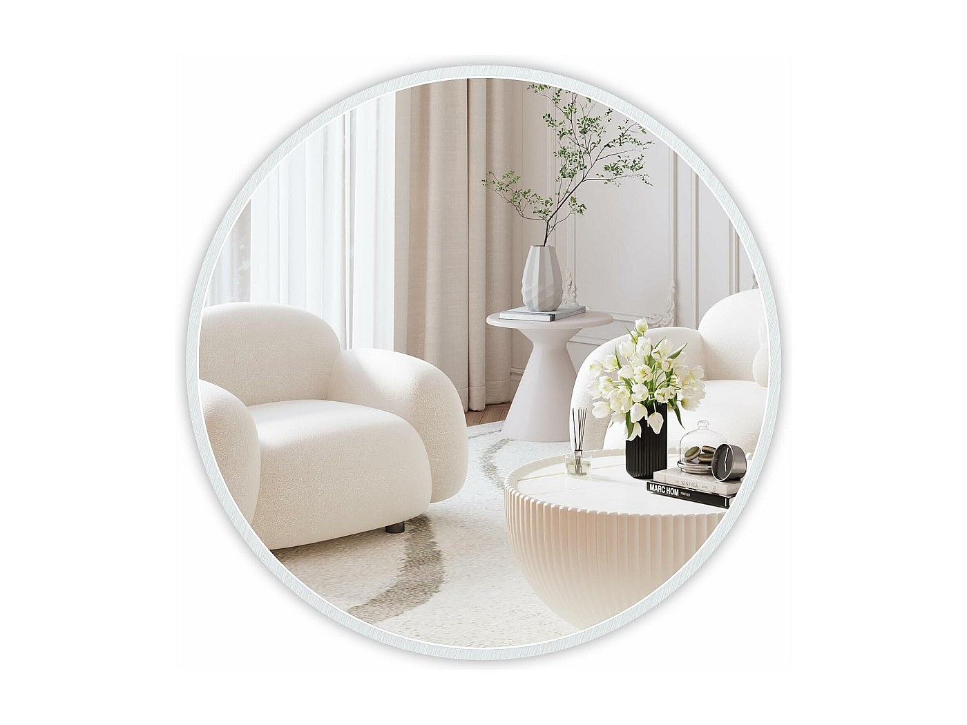 Yumyolk Miroir Rond Mural Bois 60CM, Miroir Rond Bois Naturel, Salle De