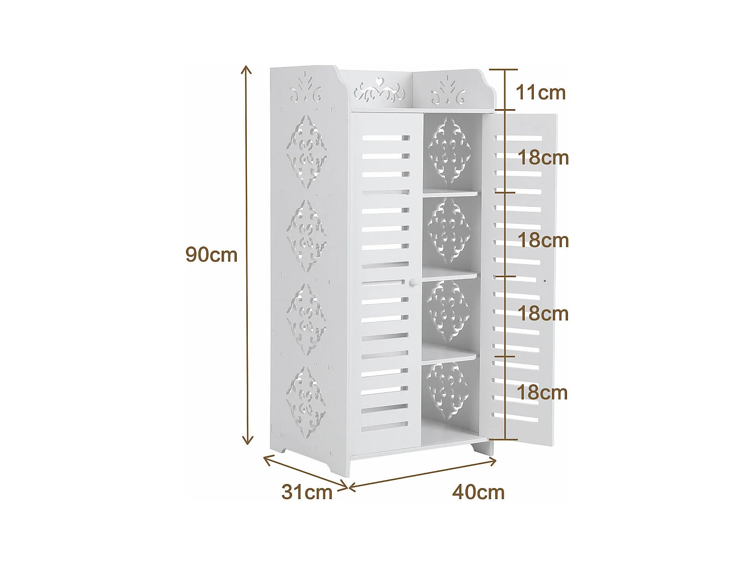 Schuhschrank 5 Regale, 2 -Door -Eingangsschuhschrank, Cut -Muster -Design, 40x31x90 cm, weiß