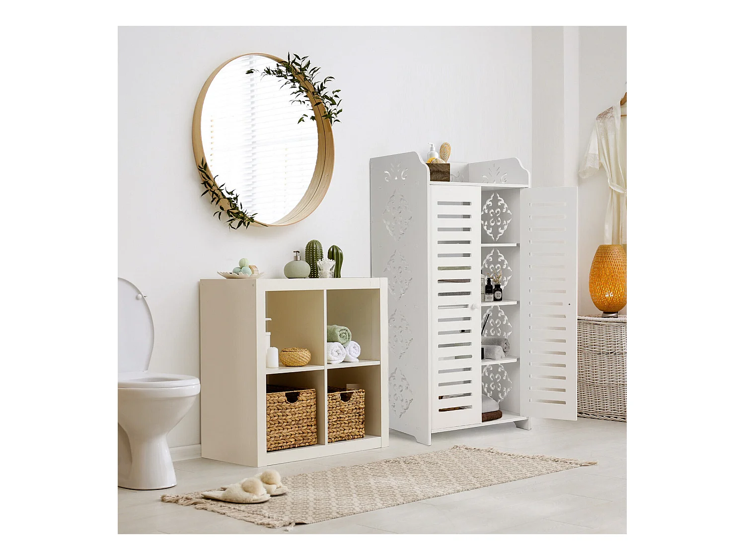Schuhschrank 5 Regale, 2 -Door -Eingangsschuhschrank, Cut -Muster -Design, 40x31x90 cm, weiß