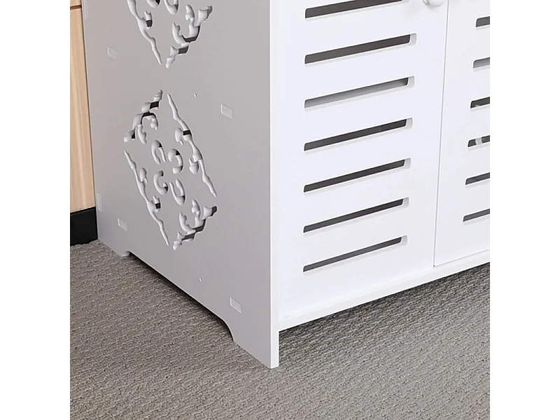 Meuble à Chaussures 5 Étagères,Armoire à chaussures d'entrée 2 portes,Conception de motif découpé,40x31x90cm,Blanc