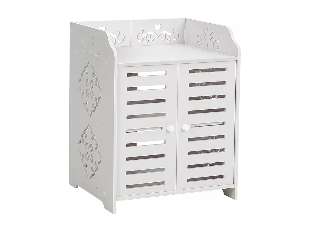 Meuble à Chaussures 5 Étagères,Armoire à chaussures d'entrée 2 portes,Conception de motif découpé,40x31x90cm,Blanc
