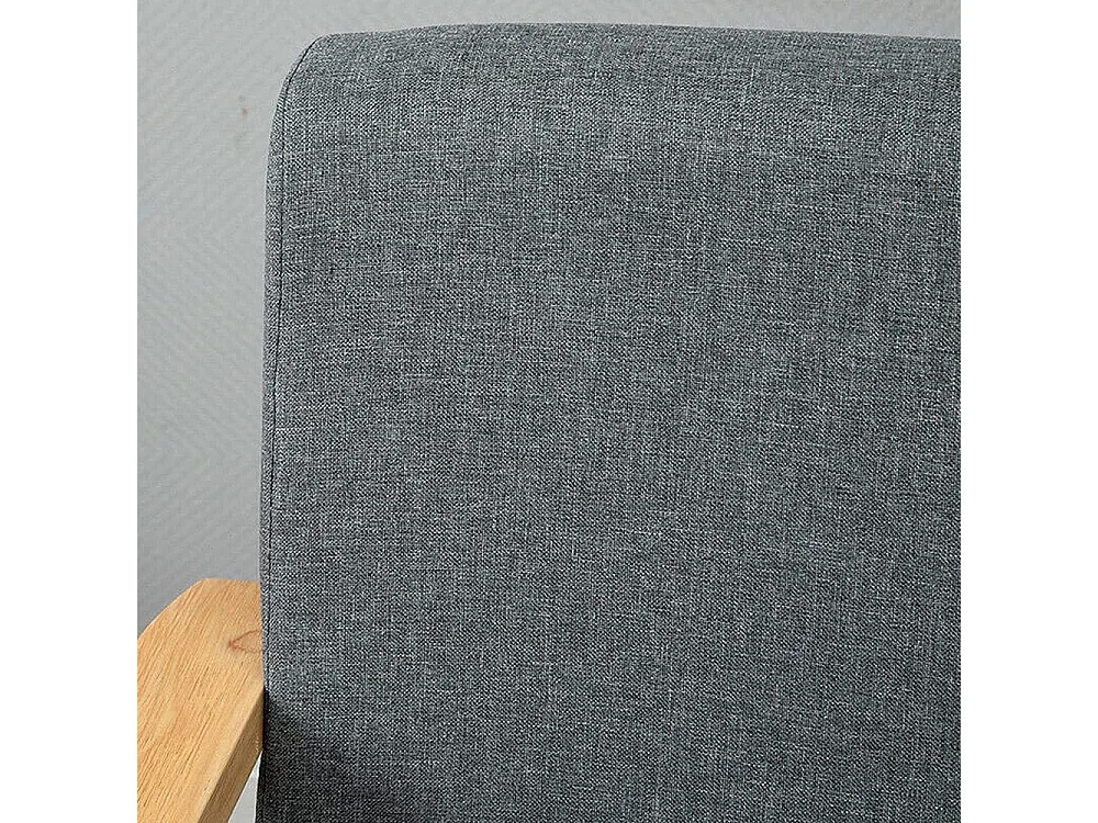Sofá de 2 -Sofá moderno da sala de estar, em tecido de linho, moldura de madeira, cinza, 107x60x76cm