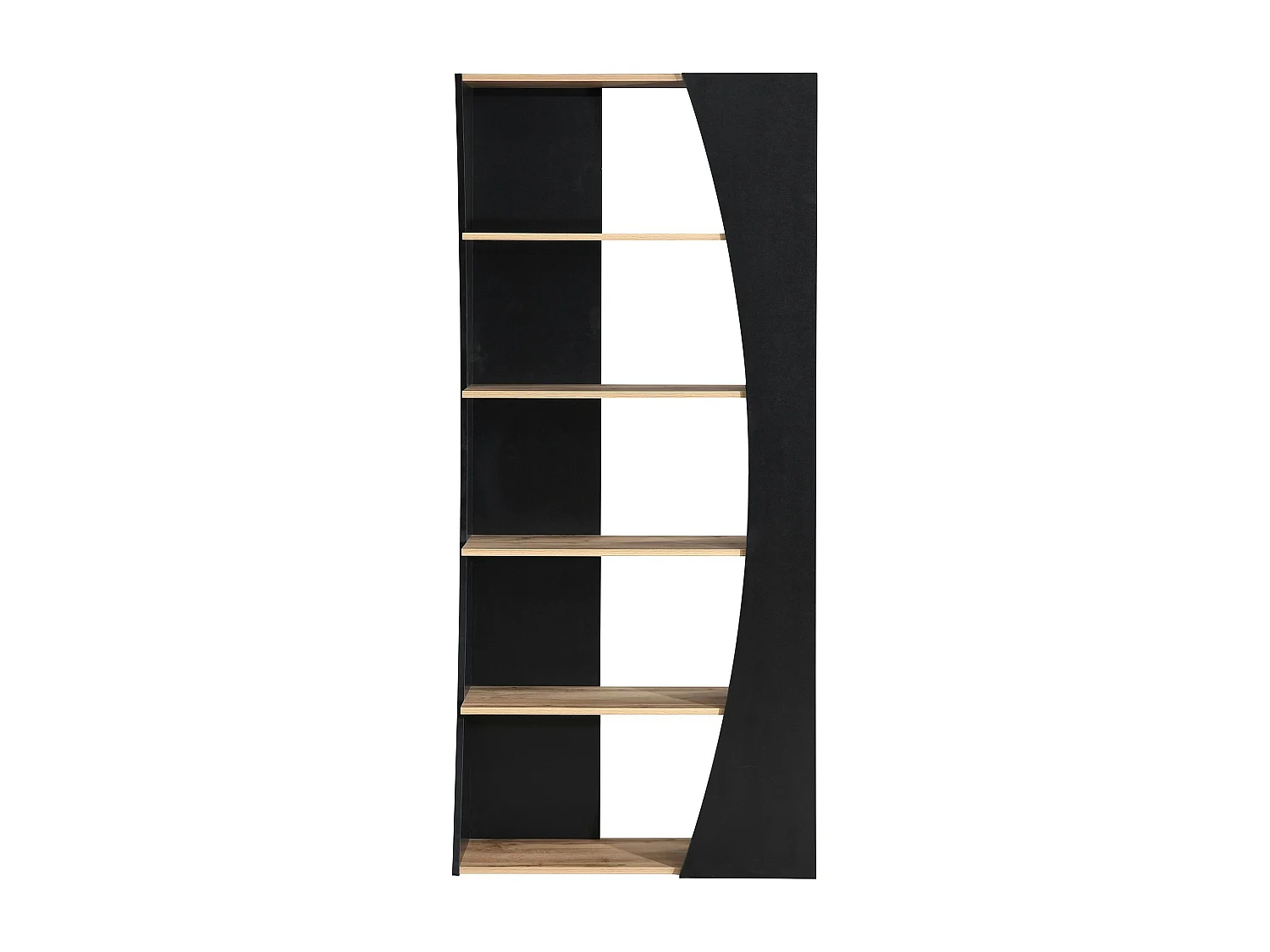 Bibliothèque avec 5 étagères - Noir et Naturel - JILORA