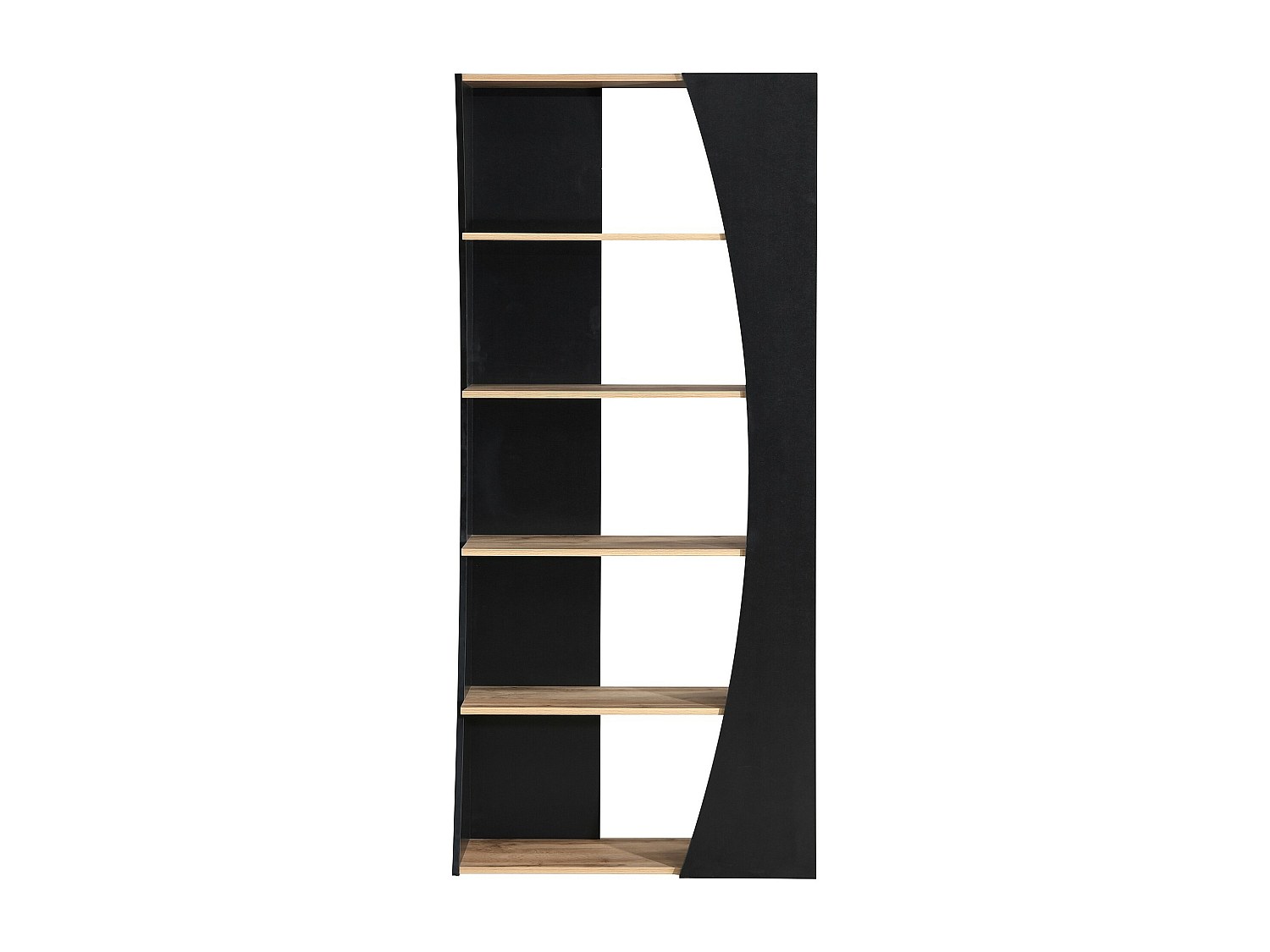 Wohnwand mit 5 Regalböden - Schwarz & Holzfarben- JILORA günstig online kaufen