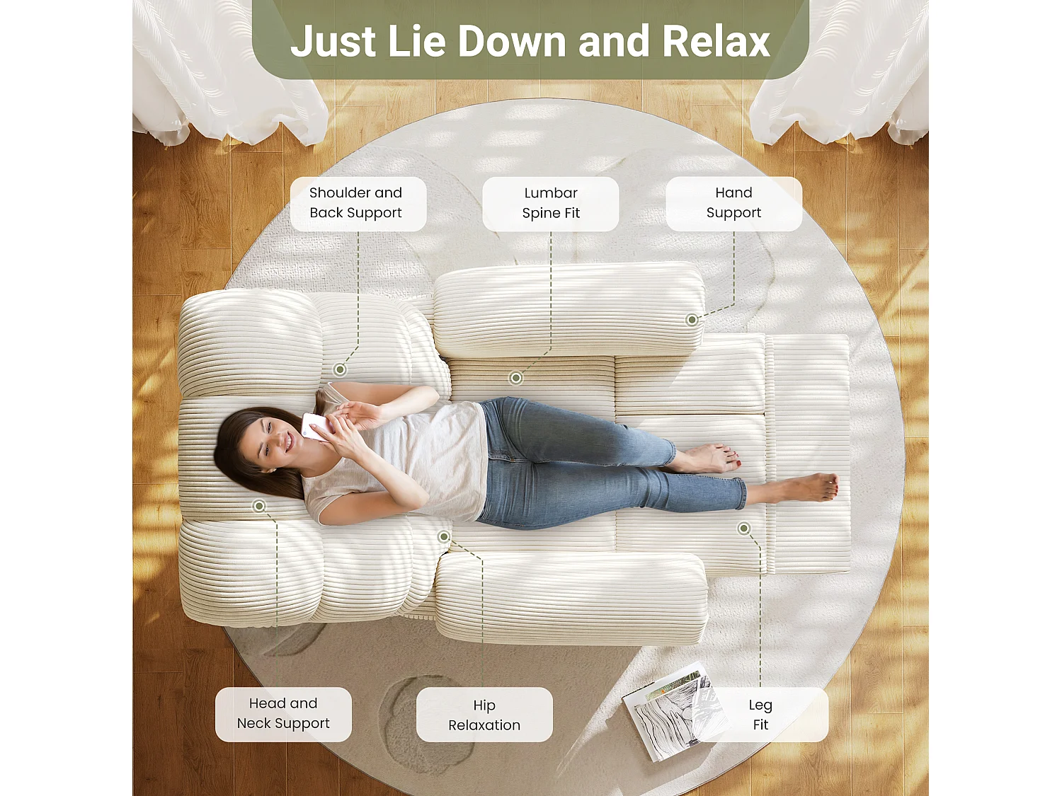 Relaxfauteuil Elektrische corduroy fauteuil, verstelbare vrijetijdsfauteuil met USB, verstelbare rugleuning, antistatisch met voetsteun - 96x97x104cm beige