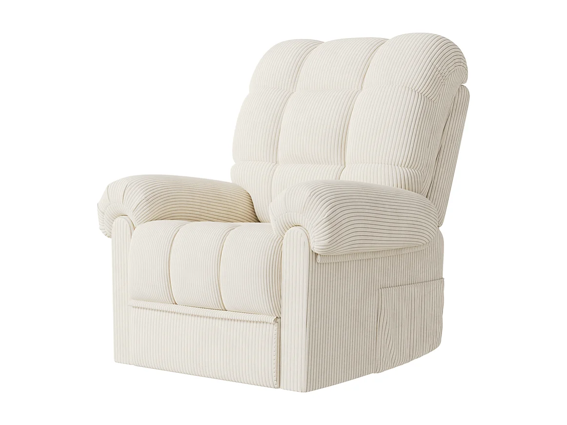 Relaxfauteuil Elektrische corduroy fauteuil, verstelbare vrijetijdsfauteuil met USB, verstelbare rugleuning, antistatisch met voetsteun - 96x97x104cm beige