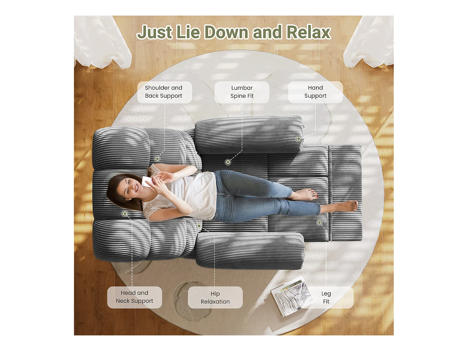 Relax fauteuil Elektrische corduroy fauteuil, verstelbare vrijetijdsfauteuil met USB, verstelbare rugleuning, antistatisch met voetsteun - 96x97x104cm grijs