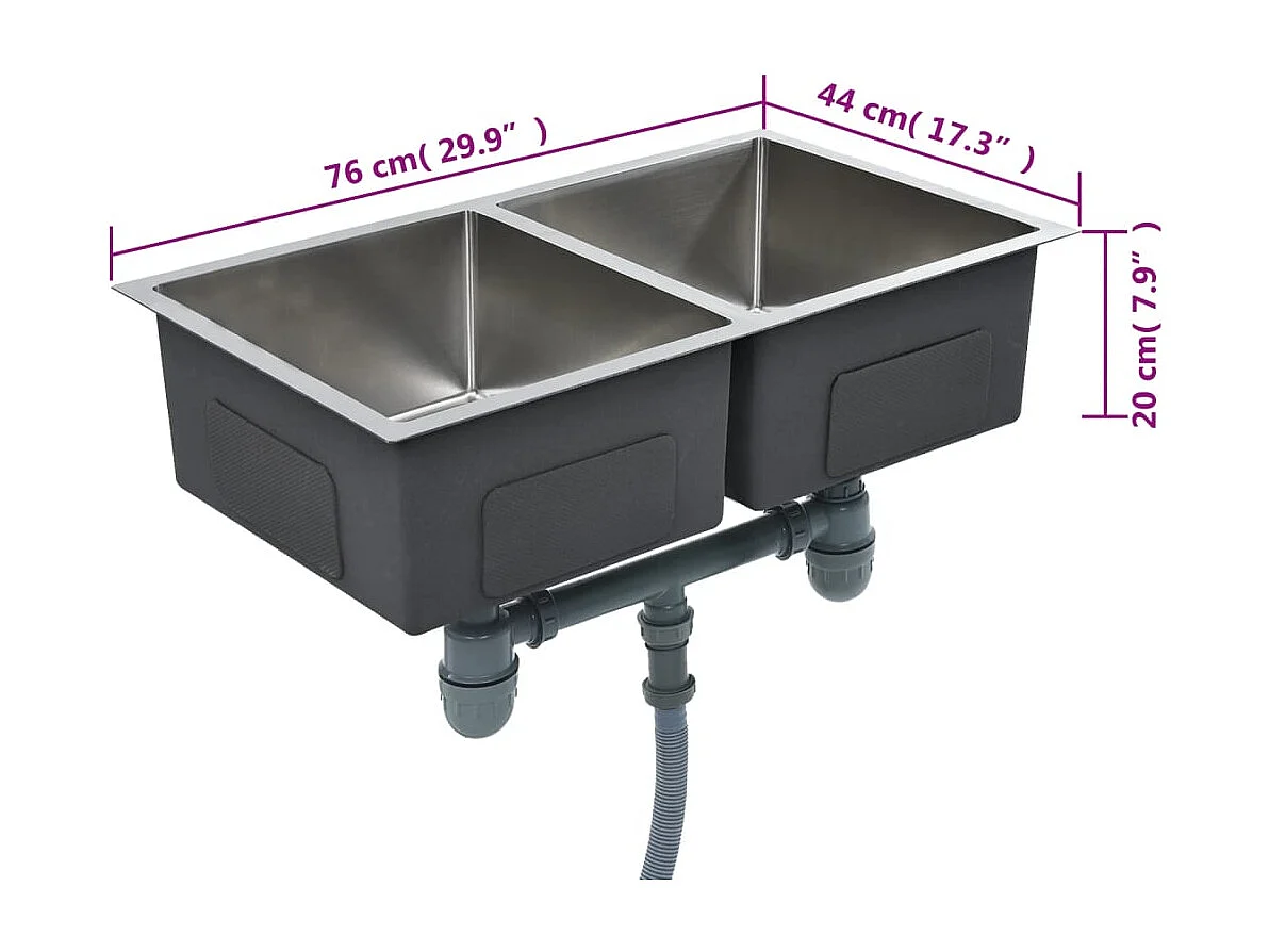 Hicksville  Gootsteen handgemaakt roestvrij staal