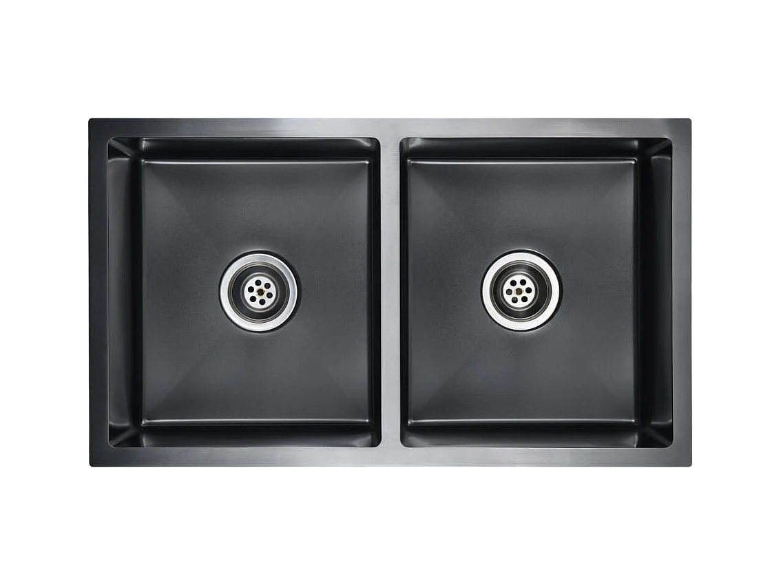 Hicksville  Évier de cuisine fait à la main Noir Acier inoxydable