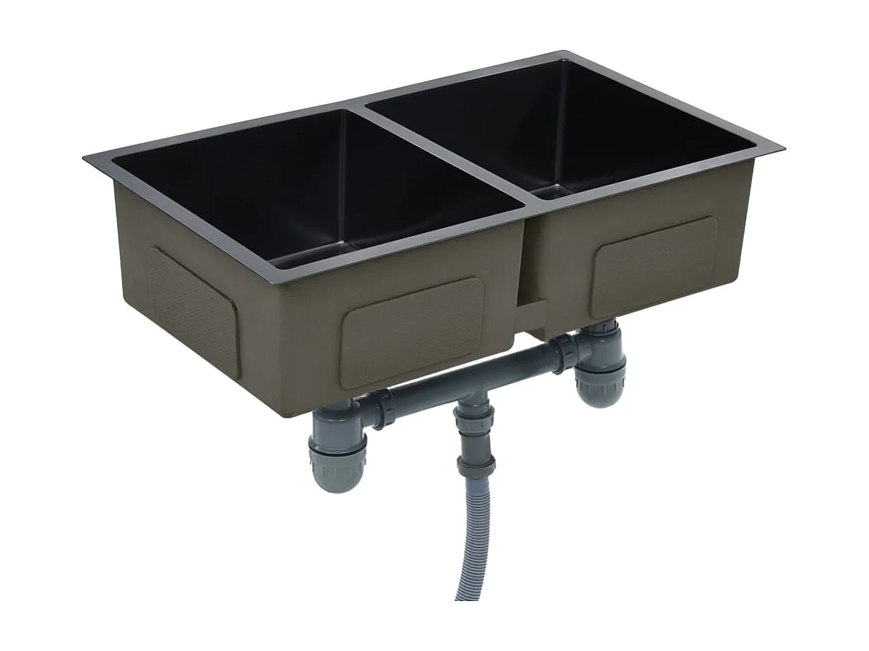 Hicksville  Handgefertigte Küchenspüle Schwarz Edelstahl