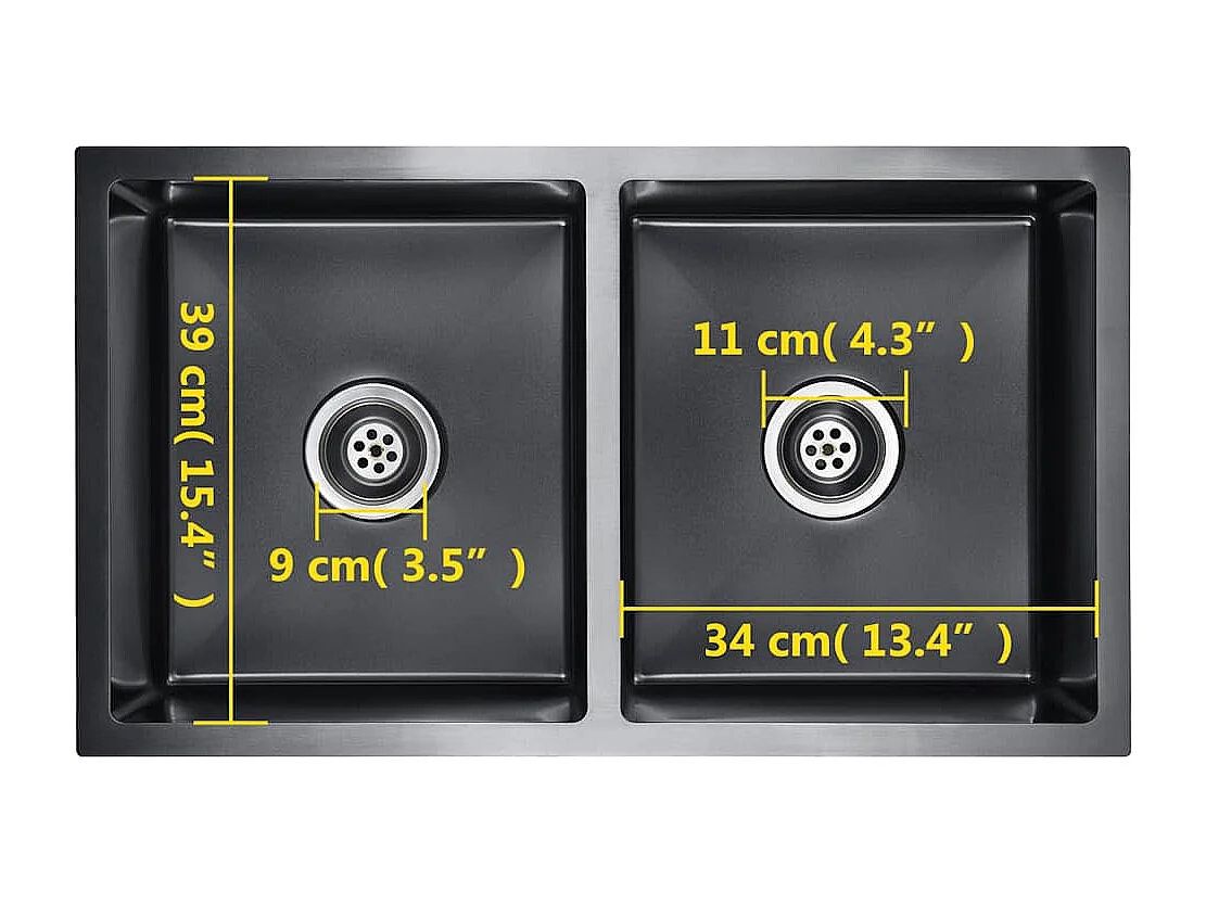 Hicksville  Handgefertigte Küchenspüle Schwarz Edelstahl