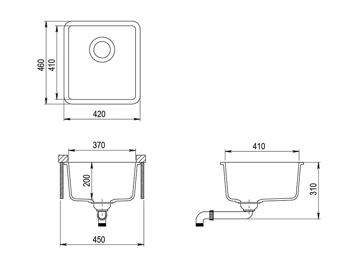 Catherine  Évier de cuisine Granit Seul lavabo Blanc