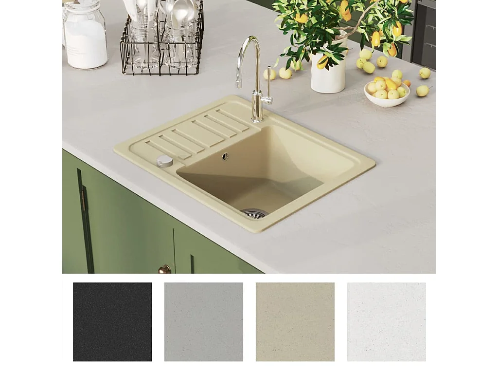Oksbøl  Évier de cuisine Granit Seul lavabo Beige