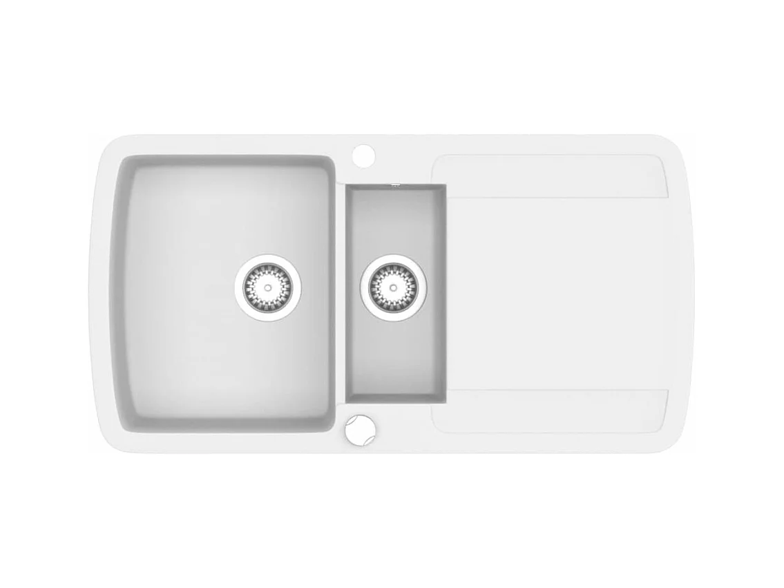 Delgany  Évier de cuisine Granit Double lavabo Blanc