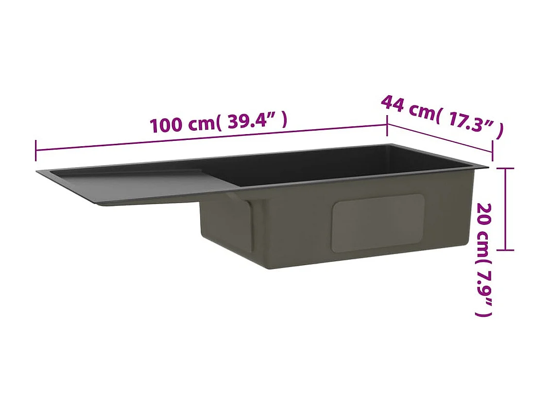 Hicksville  Évier de cuisine fait main Noir Acier inoxydable