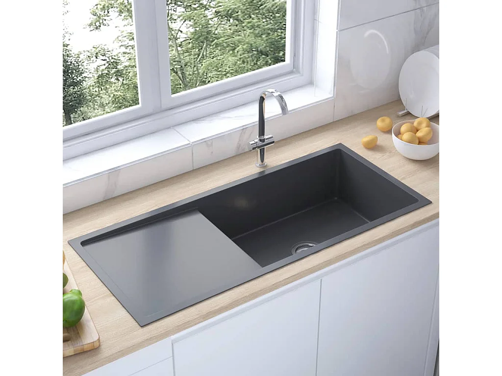 Hicksville  Évier de cuisine fait main Noir Acier inoxydable