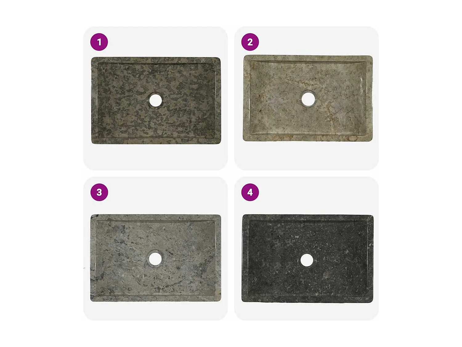 Jacques-Didier-Paul  Gootsteen 45x30x12 cm marmer hoogglans grijs