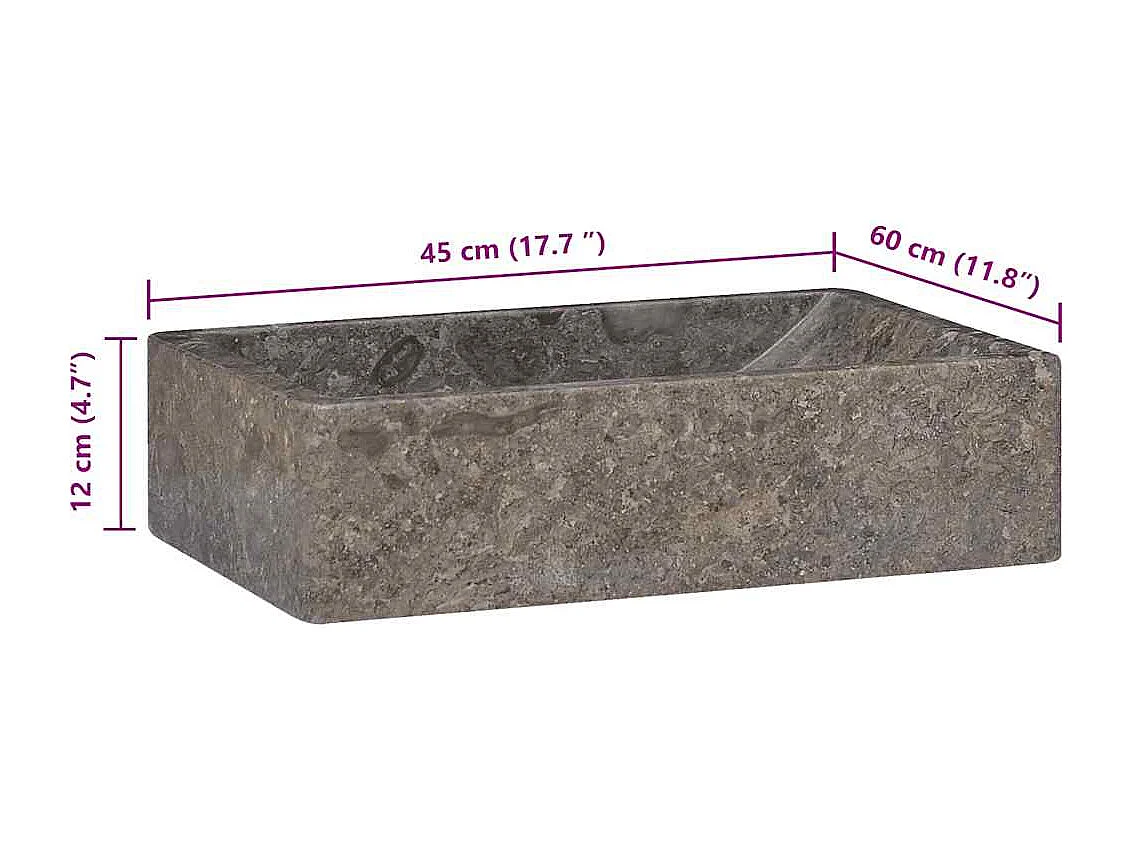 Jacques-Didier-Paul  Gootsteen 45x30x12 cm marmer hoogglans grijs