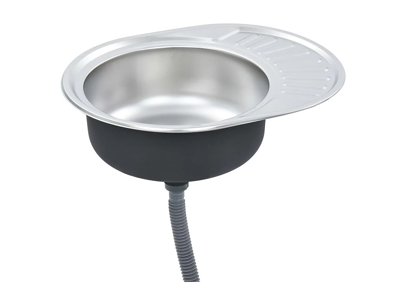 Helene Marie  Gootsteen met afvoer en zwanenhals ovaal roestvrij staal