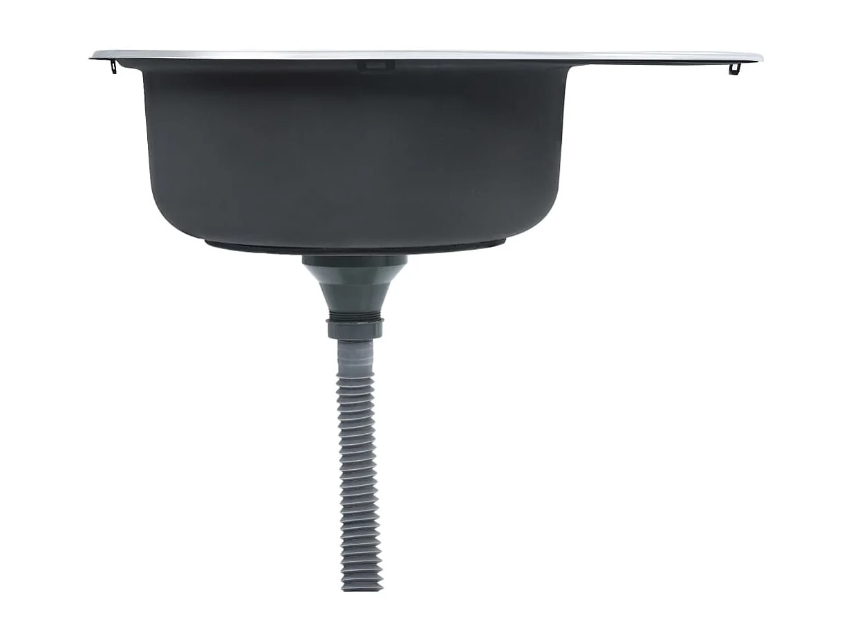 Helene Marie  Évier de cuisine avec crépine et piège Ovale Acier inoxydable