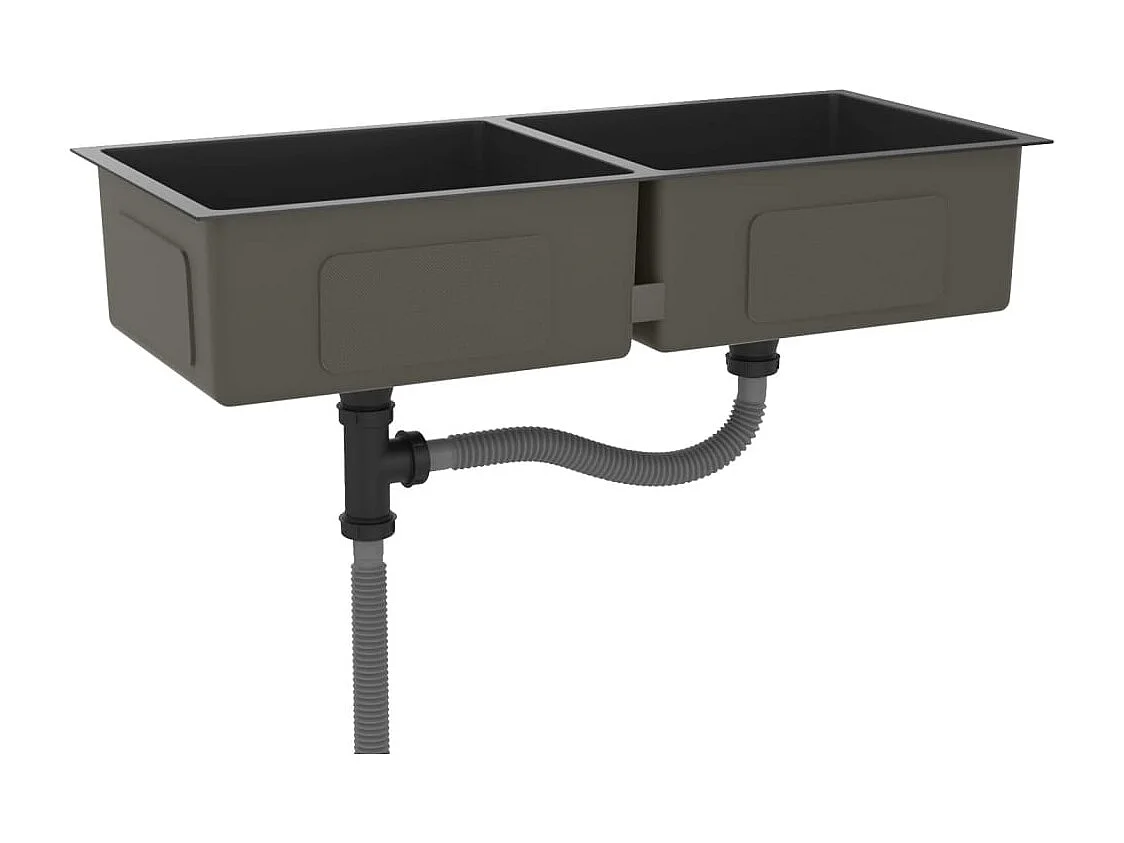 Hicksville  Lavello da Cucina Artigianale Nero in Acciaio Inox