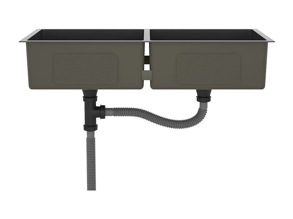 Hicksville  Lavello da Cucina Artigianale Nero in Acciaio Inox