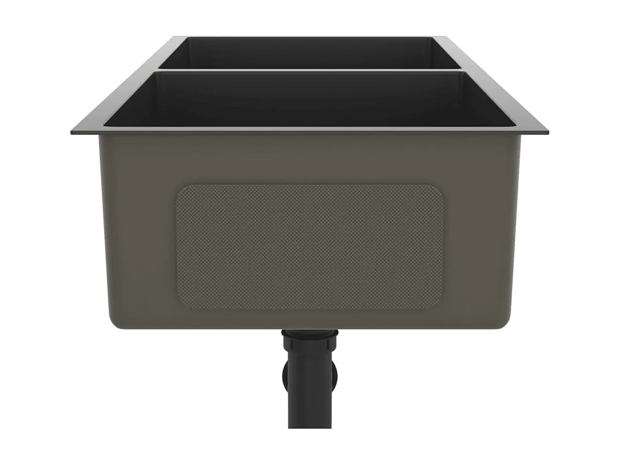 Hicksville  Lavello da Cucina Artigianale Nero in Acciaio Inox