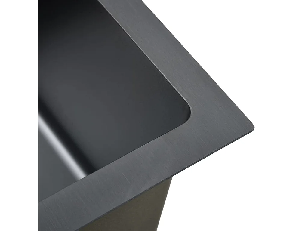 Hicksville  Lavello da Cucina Artigianale Nero in Acciaio Inox