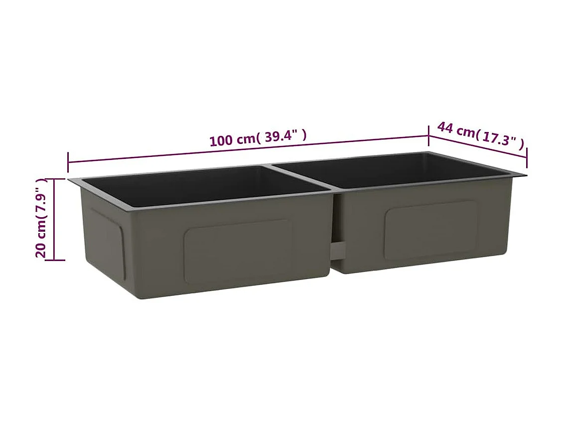 Hicksville  Lavello da Cucina Artigianale Nero in Acciaio Inox