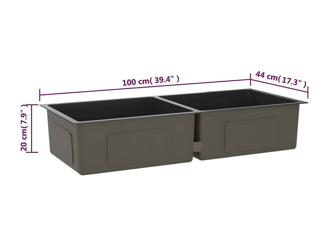 Hicksville  Gootsteen handgemaakt roestvrij staal zwart