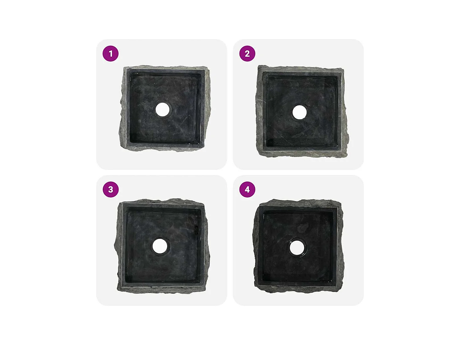 Hilmi  Lavandino Nero 30x30x13 cm in Marmo