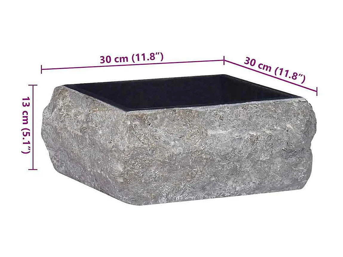 Hilmi  Lavandino Nero 30x30x13 cm in Marmo