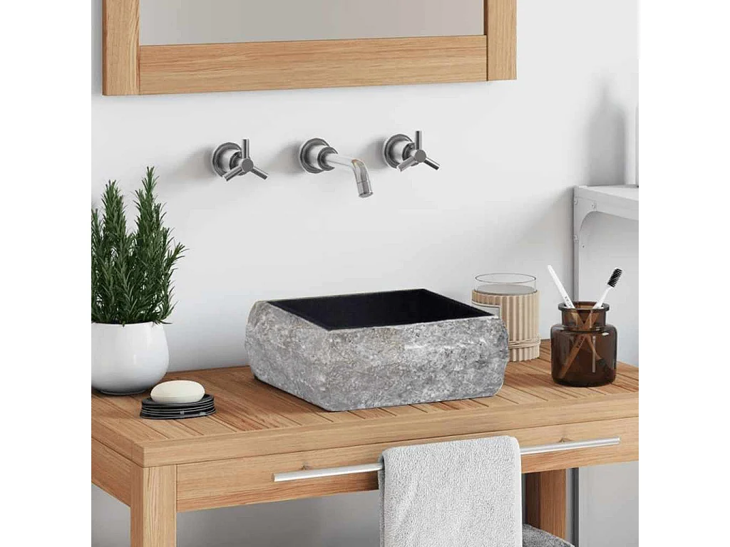 Hilmi  Waschbecken Schwarz 30x30x13 cm Marmor