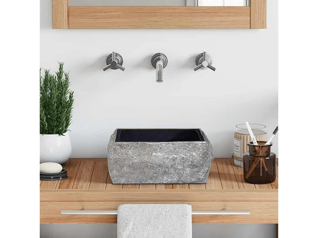 Hilmi  Waschbecken Schwarz 30x30x13 cm Marmor