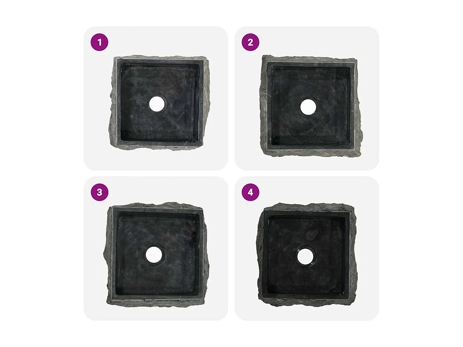 Hilmi  Waschbecken Schwarz 30x30x13 cm Marmor