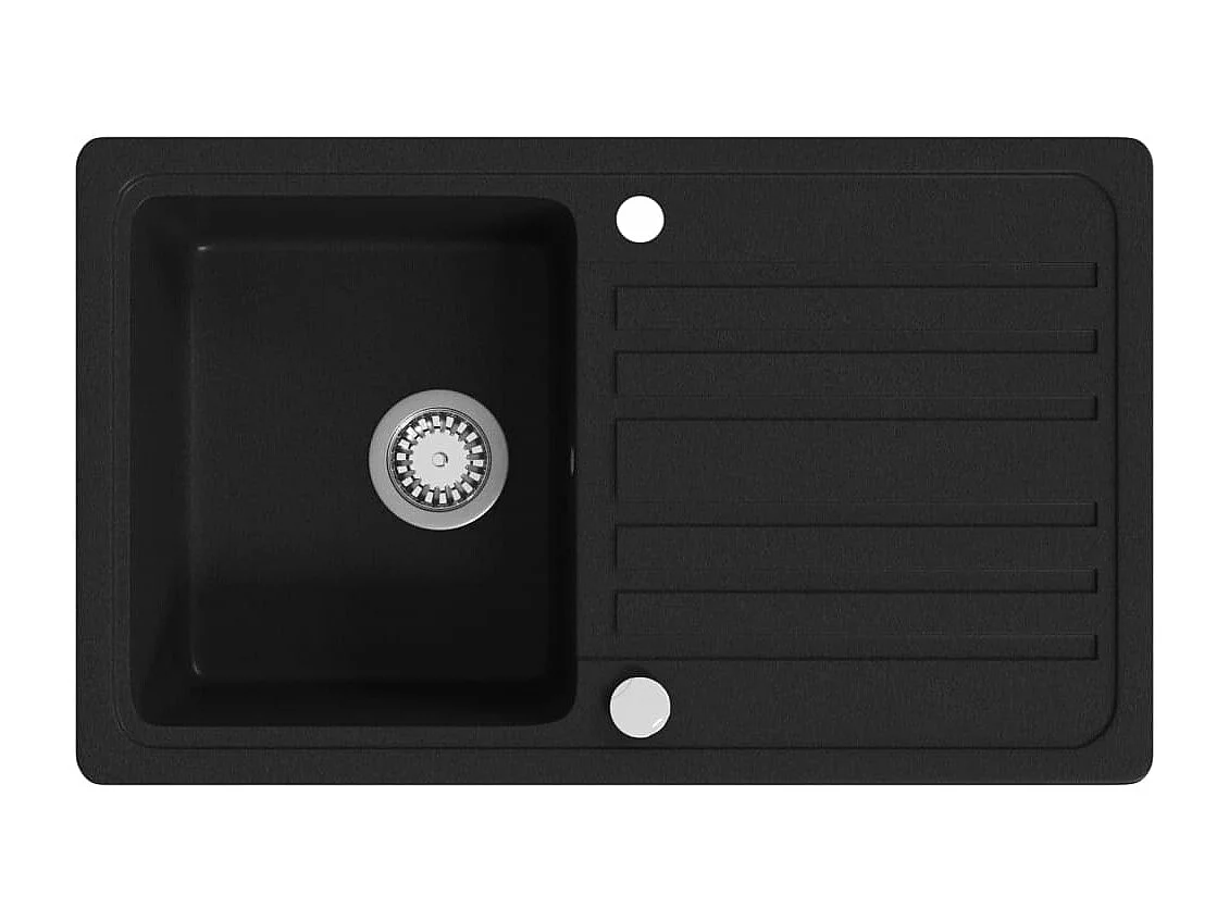 Sesto San Giovanni Gootsteen graniet enkele spoelbak met afvoer omkeerbaar zwart