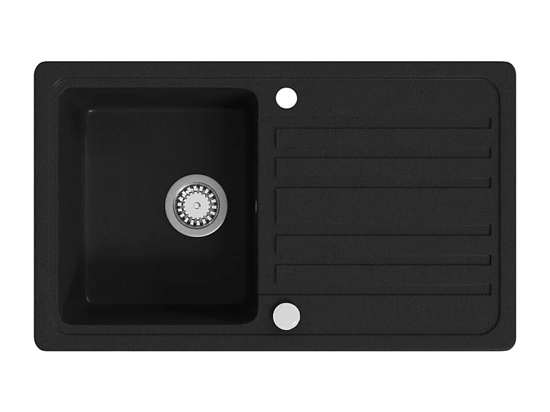 Sesto San Giovanni  Évier de cuisine en granite avec égouttoir réversible Noir