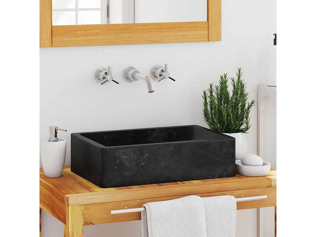 Jacques-Didier-Paul  Waschbecken 45x30x12 cm Marmor Hochglanz-Schwarz