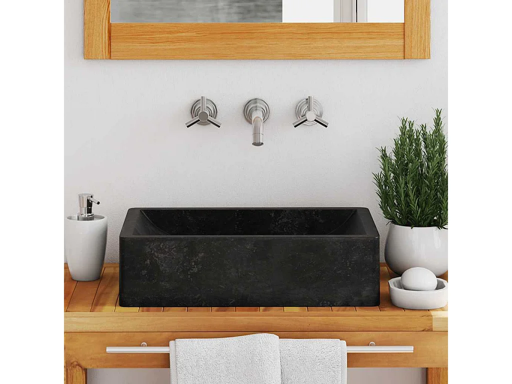 Jacques-Didier-Paul  Waschbecken 45x30x12 cm Marmor Hochglanz-Schwarz