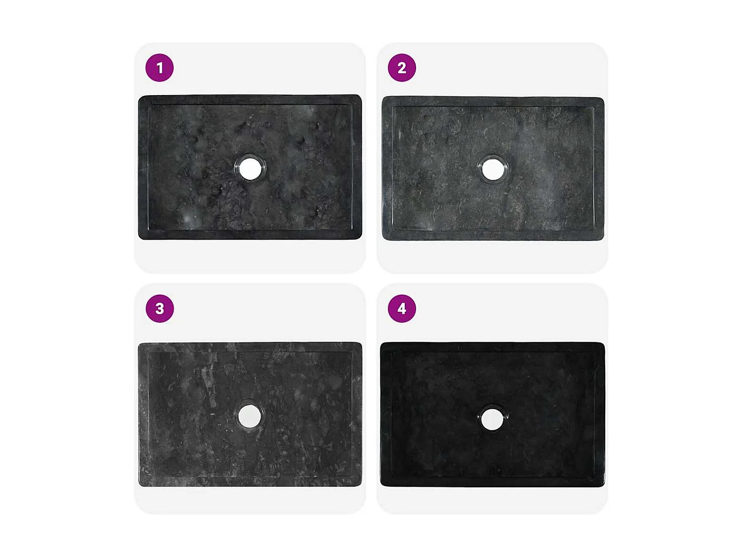 Jacques-Didier-Paul  Waschbecken 45x30x12 cm Marmor Hochglanz-Schwarz