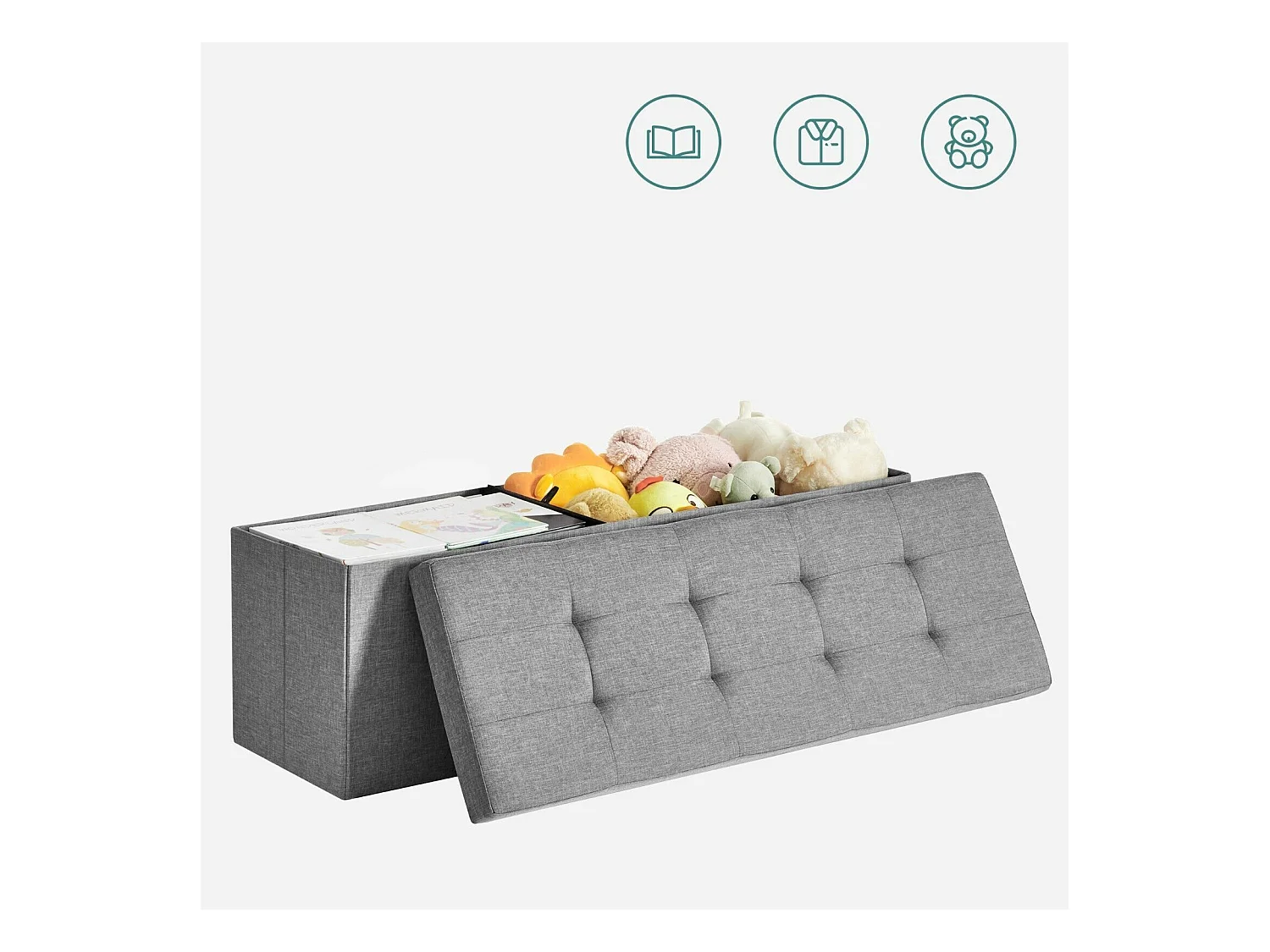 Bank Polyester Polyester Faltbarer Polyesterbox - 110 x 38 x 38 cm - hellgrau