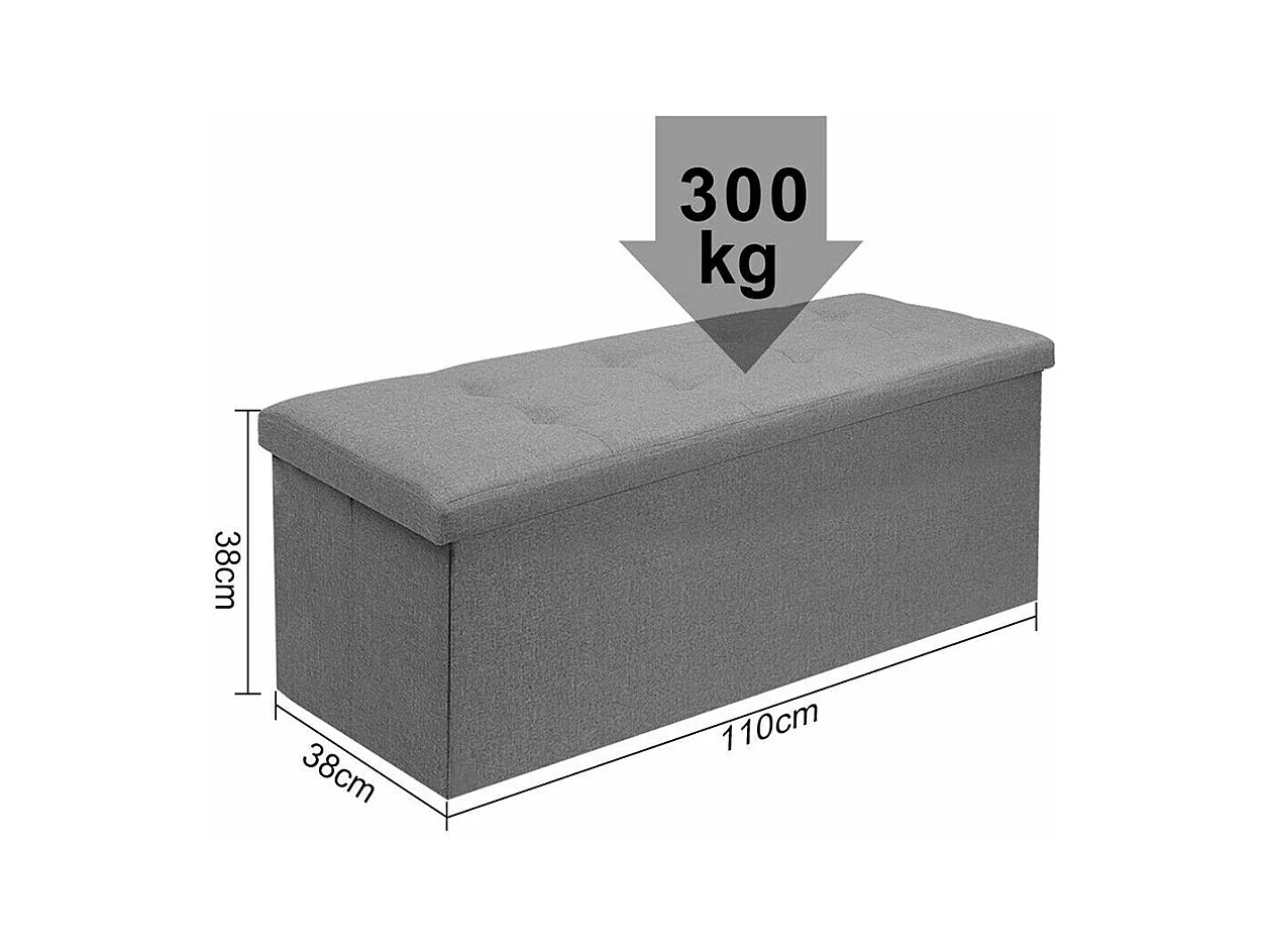 Bank Polyester Polyester Faltbarer Polyesterbox - 110 x 38 x 38 cm - hellgrau