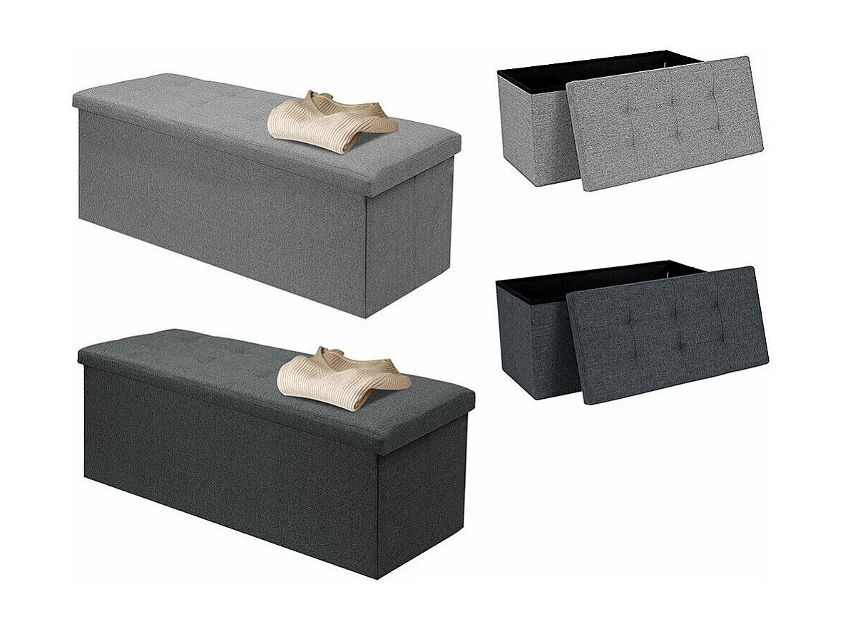 Bank Polyester Polyester Faltbarer Polyesterbox - 110 x 38 x 38 cm - hellgrau